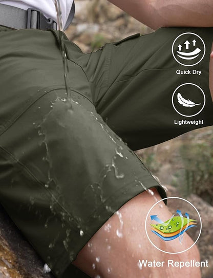 CRYSULLY Men's Hiking Cargo Shorts Outdoor Summer Lightweight Quick Dry Work Casual Shorts with 5