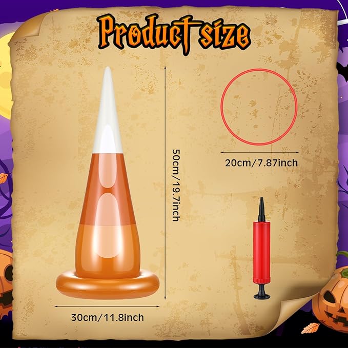 16 Pcs Halloween Inflatable Ring Toss Games Kit Candy Corn Ring Toss Game with Air Pump for
