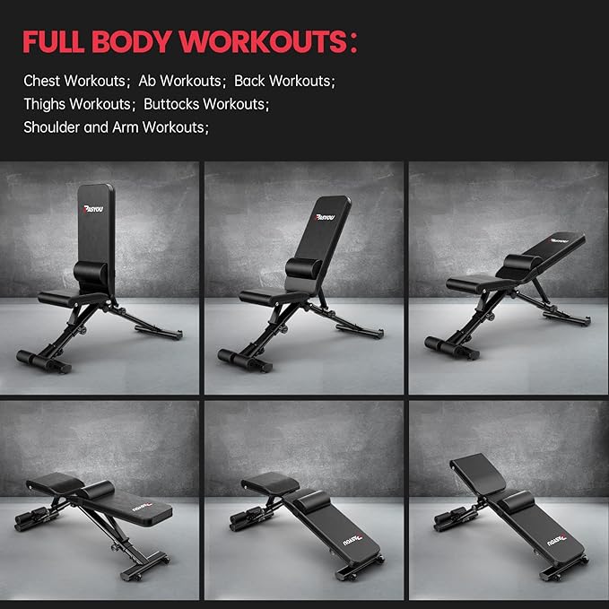 PASYOU Adjustable Weight Bench Full Body Workout Multi-Purpose Foldable Incline Decline Exercise