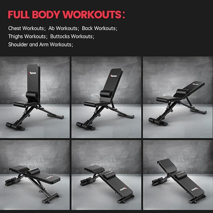 PASYOU Adjustable Weight Bench Full Body Workout Multi-Purpose Foldable Incline Decline Exercise