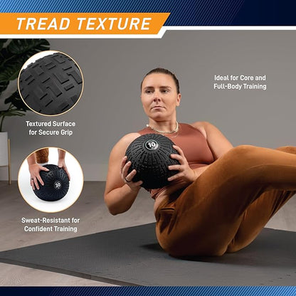 Marcy Slam Ball, 10–50 lbs Dead Weight, Non-Bounce, Sand-Filled Medicine Ball with Durable PVC