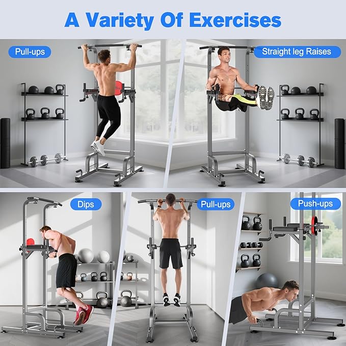 RELIFE REBUILD YOUR LIFE Power Tower Pull Up Bar Station Workout Dip Station for Home Gym Strength