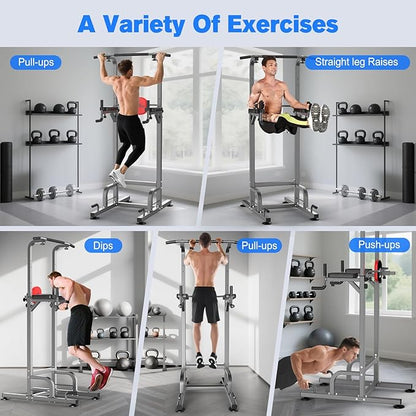 RELIFE REBUILD YOUR LIFE Power Tower Pull Up Bar Station Workout Dip Station for Home Gym Strength