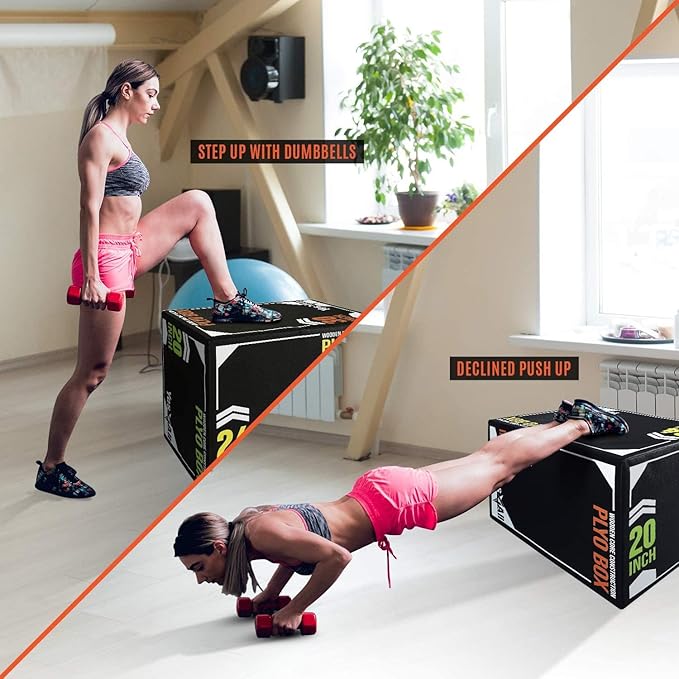 Yes4All 3-in-1 Soft-Padded Plyo Box With Wooden Core, Non-Slip Multi-Use Cushioned Plyometric Jump