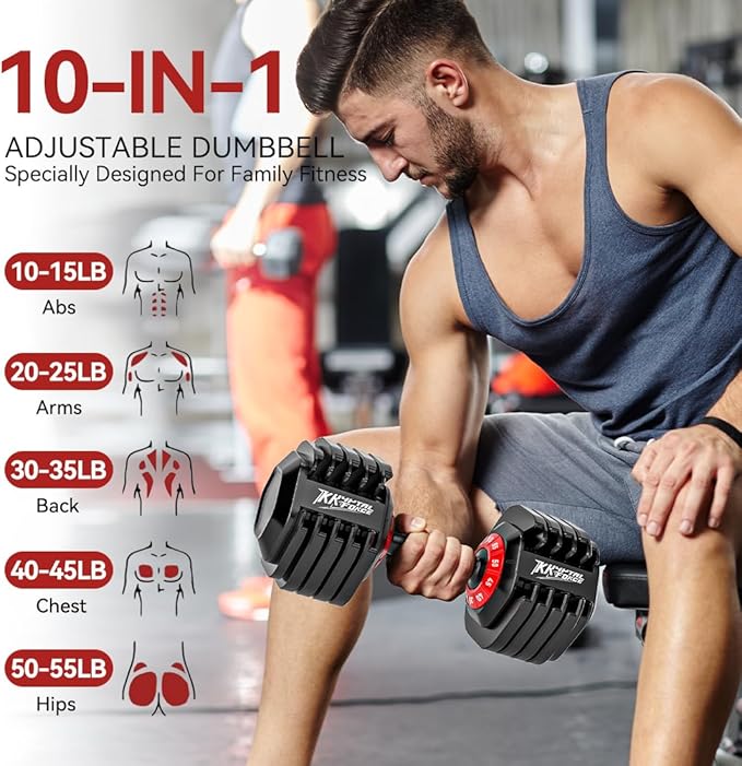 25/55lbs Adjustable Dumbbells Set, Dumbbells with Anti-Slip Metal Handle for Exercise & Fitness