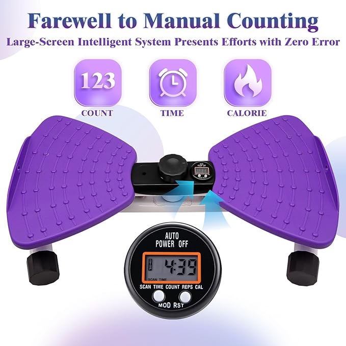 Waist Twister Ab Machine, 330 lbs Capacity, Noiseless Anti-Slip Twist Board with Resistance Bands