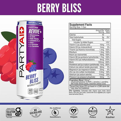 PARTYAID Rehab Blend, Feel Good Tonight and Tomorrow, Contains 5-HTP, B-Complex, Milk Thistle