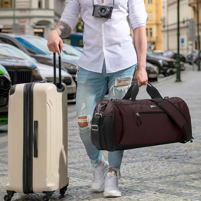 TOPDesign Gym Bag for Women & Men, Unisex Duffel Bag with Shoe Compartment & Wet Pocket for Travel