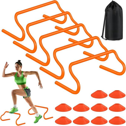 Agility Hurdles Training Equipment - Speed Hurdles and Soccer Cones with Carrying Bag for Soccer