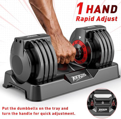 25/55lbs Adjustable Dumbbells Set, Dumbbells with Anti-Slip Metal Handle for Exercise & Fitness