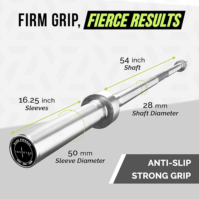 Invictus Men’s Barbell (7FT) (44LBS Bar Weight) (1500LBS Weight Capacity) Weight Training Barbell