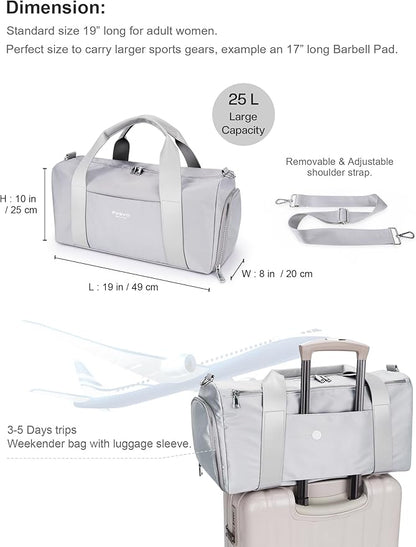 Gym Bag for Men and Women with Shoe Compartment & Wet Pocket - Duffle Bag for Travel Sports Fitness