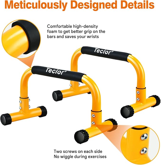 Push Up Bar, Parallettes Bars For L-sit & Dip, Heavy-Duty No Wobbling Parallel Bars Stand For