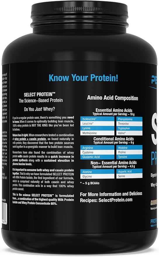 PEScience Select Protein Powder, Whey and Casein Blend, Clean Protein Powder for Women and Men, Low