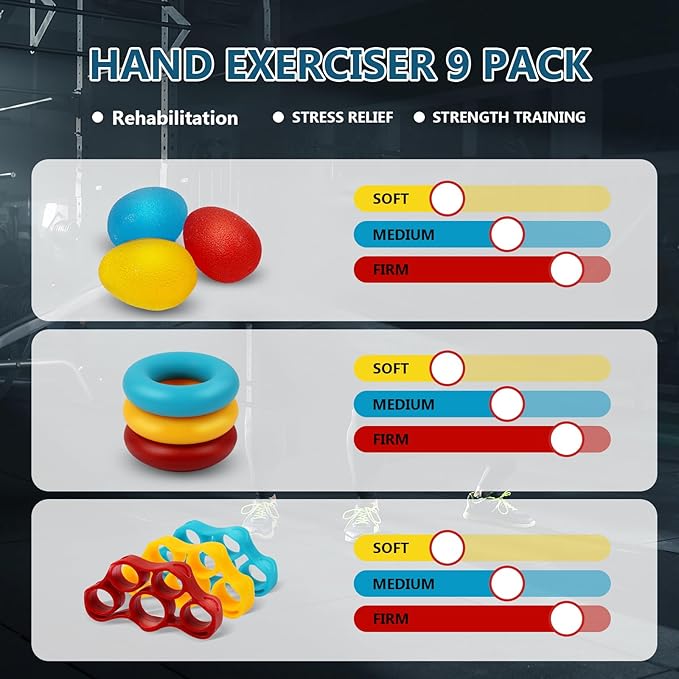 13 PCS Grip Strength Trainer Kit, Hand Gripper Strengthener, Forearm Strengthener, Finger