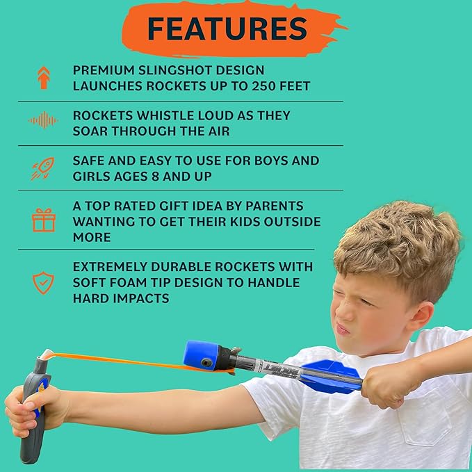 Toy Rocket Launcher for Kids: Best Outdoor Toys Slingshot Rockets Launchers Air Foam Rockets Games