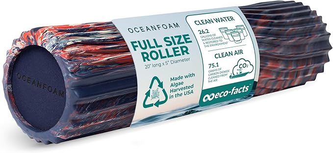 Oceanfoam Tidal Roller - Red, Dark Navy & Natural Marbled - Muscle Massage Foam Roller for Back