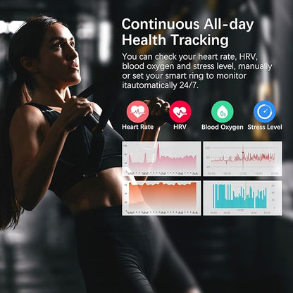 Smart Health Ring for Women Men, Fitness Tracker Ring with Heart Rate, Blood Oxygen, Sleep Tracker