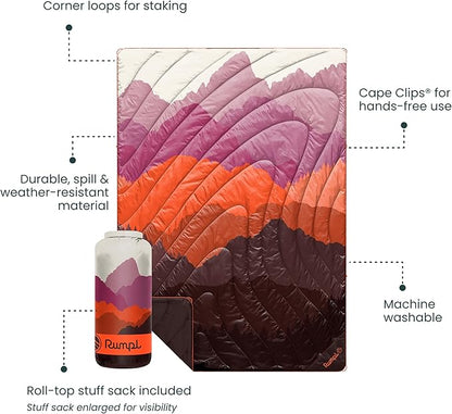 Rumpl Original Puffy Blanket - Warm, Water-Resistant Camping Blanket with 100% Recycled Synthetic