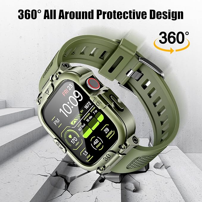 Dsytom Waterproof Case with Band Compatible for Apple Watch Band 46mm 45mm 44mm 42mm(S11/10) 41mm