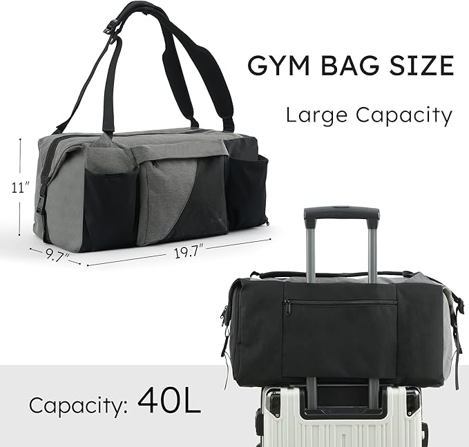 Gym Bag for Men with Shoes Compartment and Wet Pocket Convertible Duffle Bag and Gym Backpack