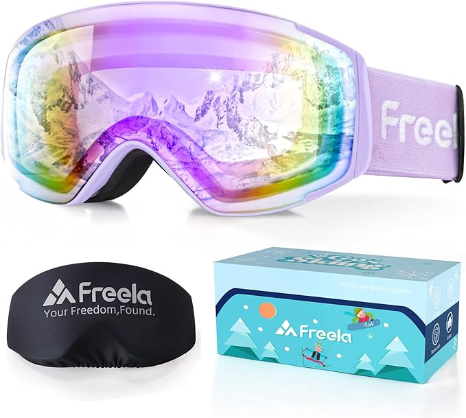 Freela Kids Ski Snowboard Goggles for Toddler(3-14) Youth Anti Fog Anti UV Goggles Girls Boys Snow