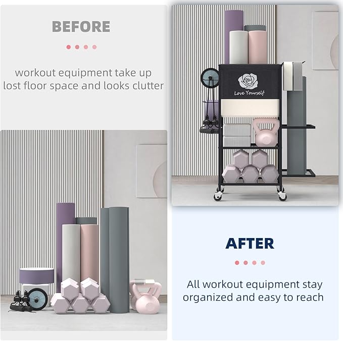 Yoga Mat Storage Rack，Home Gym Storage Rack Gym Workout Equipment Storage Organizer Fitness Weight