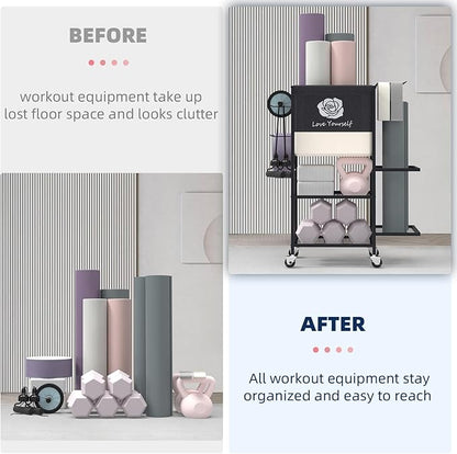 Yoga Mat Storage Rack，Home Gym Storage Rack Gym Workout Equipment Storage Organizer Fitness Weight