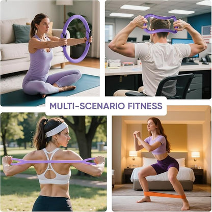 Home Pilates Kit for Women Pilates Equipment Ring and Ball Set Magic Circle Hoop with 5 Resistance