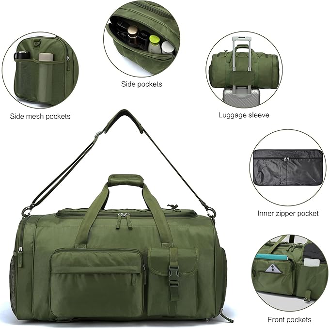 Lyweem Large Duffle Bag Backpack for Travel, 70L Heavy Duty Gym Duffel Bag with Shoes Compartment