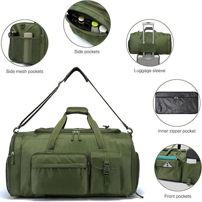 Lyweem Large Duffle Bag Backpack for Travel, 70L Heavy Duty Gym Duffel Bag with Shoes Compartment