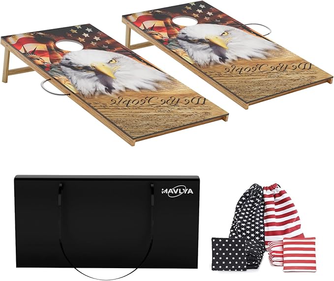 Cornhole Board Set,Corn Hole Games for Adults Outdoor,2X4FT Solid Wood Regulation Cornhole Boards