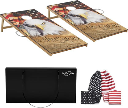 Cornhole Board Set,Corn Hole Games for Adults Outdoor,2X4FT Solid Wood Regulation Cornhole Boards