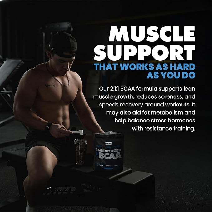 Gains in Bulk BCAA Powder, Pre Workout Plant Based Branch Chain Amino Acids, Gluten Free, Vegan
