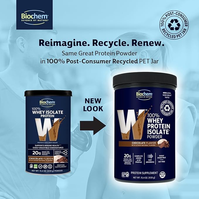 Biochem, Whey Protein Powder, 20g of Protein to Support Muscles and Intense Workouts, Chocolate