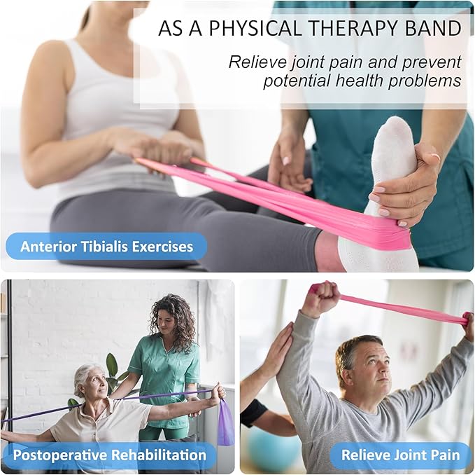 Resistance Bands for Working Out, Physical Therapy Bands, Latex Free Elastic and Exercise Bands Set