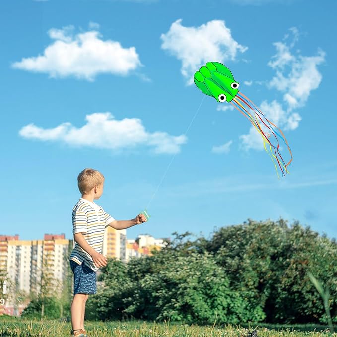 Octopus Kites for Kids & Adults Easy to Fly, 24”x 158” Large Soft Kite Kit for Boys and Girls