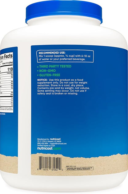 Nutricost Organic Pea Protein Isolate Powder (5LBS) - Unflavored, Certified USDA Organic, Protein