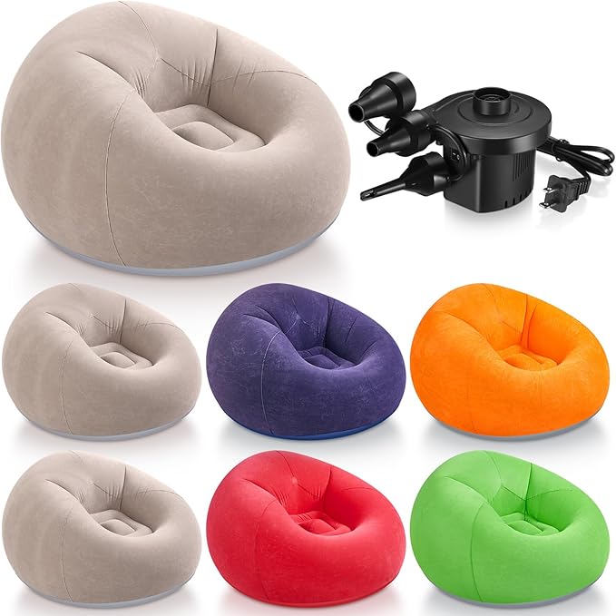 Realspring 6 Pcs Bean Bag Chairs for Adults Inflatable Chairs with Electric Air Pump,Blow up Couch