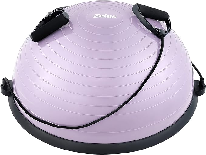 ZELUS Balance Ball Trainer with Resistance Bands and Foot Pump, Inflatable Yoga Ball for Home Gym