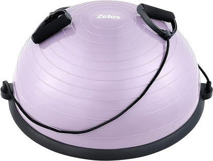 ZELUS Balance Ball Trainer with Resistance Bands and Foot Pump, Inflatable Yoga Ball for Home Gym