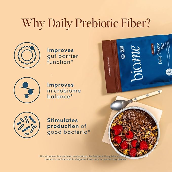 Daily Prebiotic Fiber Powder Chocolate - 7g Per Serving - Soluble & Insoluble Fiber Supplement