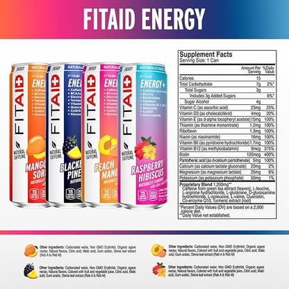 LIFEAID FITAID Energy, 200mg Natural Caffeine, Keto, Variety Pack, Optimum Performance Formula: