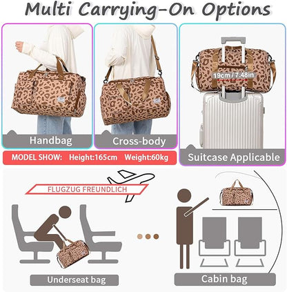 FIORETTO Women's Gym Duffle Bag with Shoes Compartment, 37L Capacity, Ideal for Travel, Gym