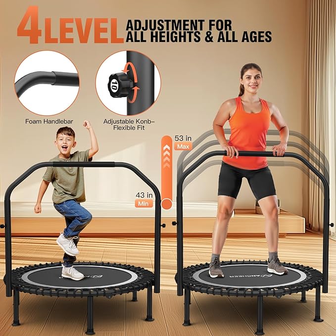 Bungee Rebounder Trampoline,ANCHEER 40" Foldable Fitness Trampoline with 4-Level Adjustable