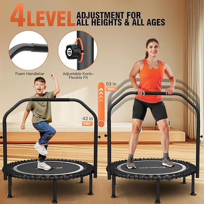 Bungee Rebounder Trampoline,ANCHEER 40" Foldable Fitness Trampoline with 4-Level Adjustable