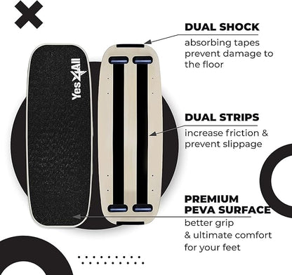 Yes4All Balance Board Sports Trainer, Surf Trainer Board With Adjustable Stoppers, Improve Core