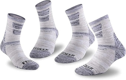FEIDEER Men's Hiking Walking Socks, Multi-pack Wicking Cushioned Outdoor Recreation Quarter Crew