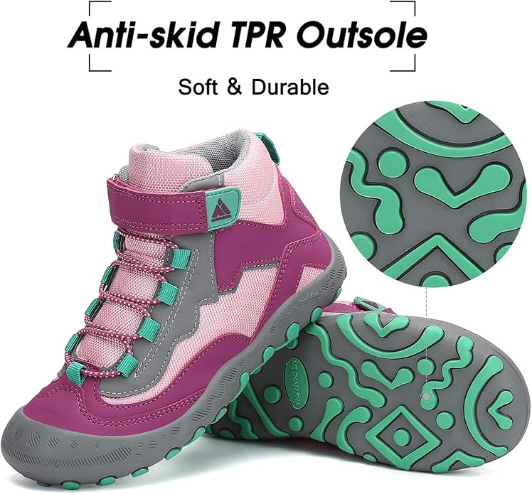 Mishansha Kids Hiking Boots Toddler Girls Boys Hiking Shoes Water-Resistant Anti-Collision Non-Slip