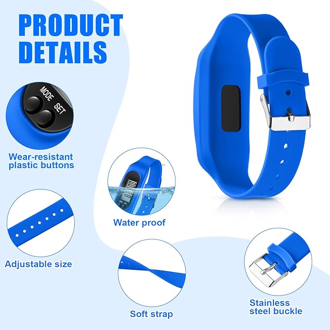 Geyoga 24 Pcs Pedometer for Walking Steps and Miles Pedometer Watch Silicone Steps Tracker Running